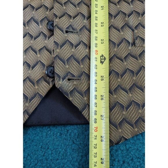 Edwards Vest Black and Gold Formal Casual Lattice Print Button Up Vest - Picture 5 of 9